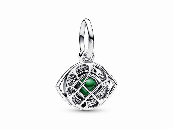 Pandora 792757C01 - Marvel Doctor Strange Auge des Agamotto Charm-Anhänger - Sterling Silber - Crystal Grün