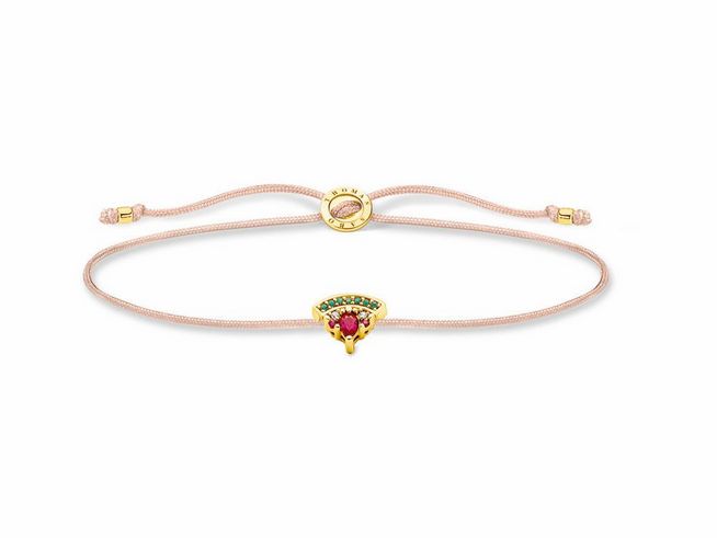 Thomas Sabo Armband - LS126-488-7-L20V - Sterling Silber vergoldet Gelbgold - Glas-Keramik Stein - Nylon - synthetischer Korund 