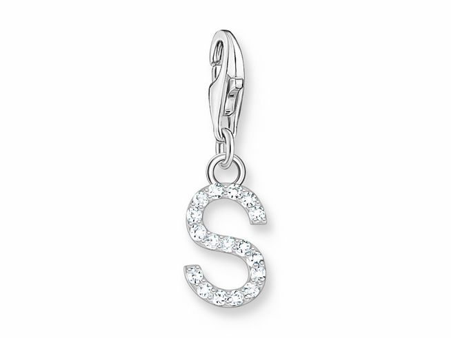 Thomas Sabo 1956-051-14 Charm-Anhänger - funkelnder Buchstabe S - Silber & Zirkonia - Weiß