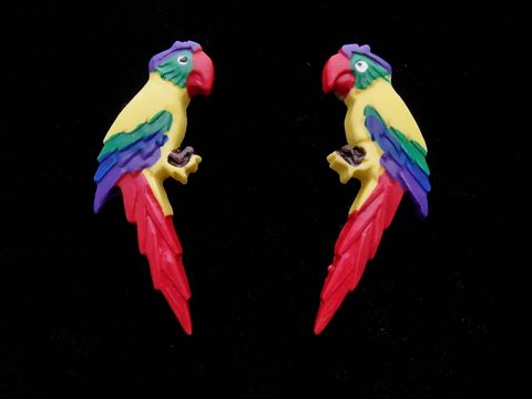 Papagei Ohrringe - Modeschmuck - bunt mit gelbem Rücken und rotem Schwanz