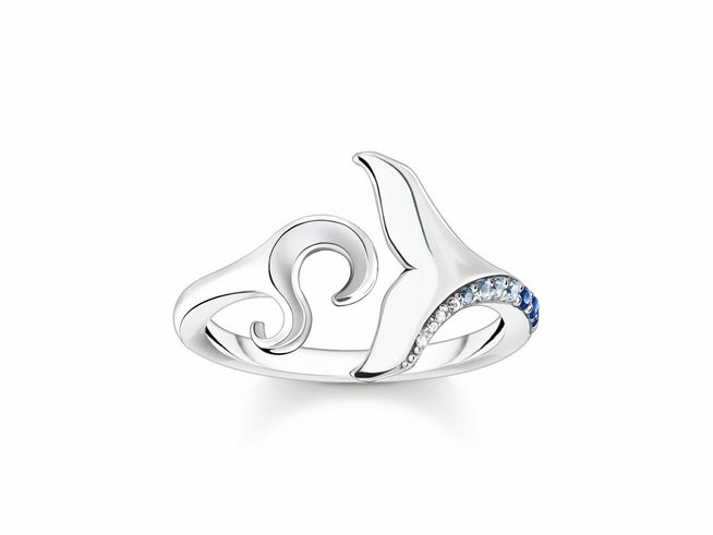 Thomas Sabo Ring TR2385-644-1-54 Delfin Flosse Sterling Silber geschw. - synth. Spinell - Zirkonia - Gr. 54