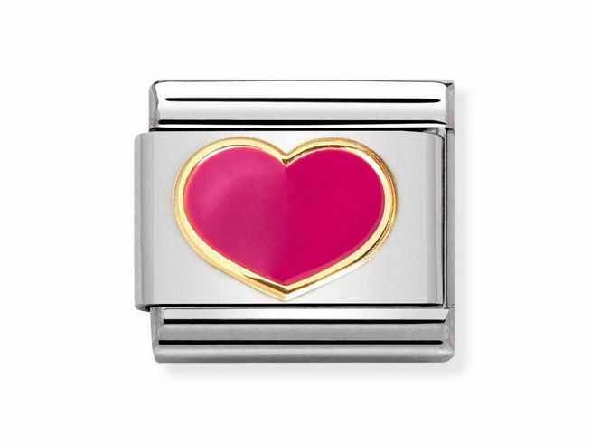 Nomination 030283 24 Classic LOVE 2 Edelstahl - Email & Gold 750 - Herz - Magenta