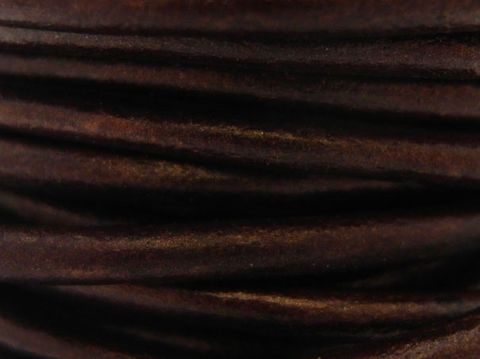 Lederband Kastanie - 60 cm - 3 mm - Edelstahl Bajonett - Metallic - maroon