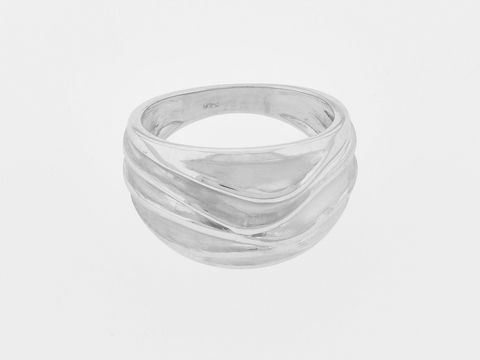 Ring Silber rhod. - Gr. 48 - nobel - teilmattiert - Wellen