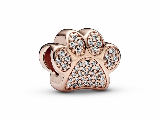 Pandora - Funkelnder Pfotenabdruck Charm - 781714C01 - 585 Roségoldvergoldung + Zirkonia - Klar