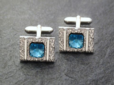 Manschettenknöpfe silberfarben Strass-Stein rhodiniert cufflinks