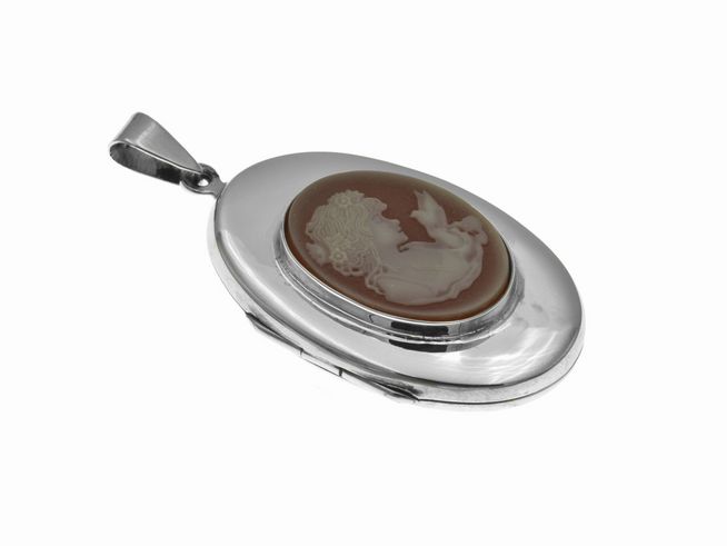 Medaillon Frau Karneol oval poliert - Sterling Silber