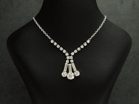 Strass Collier Kette - lieblich - weiß 38-45 cm - Strasskette