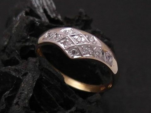 Gold Ring - herausragend - Gold 585 bicolor - Zirkonia - Goldring - Gr. 52