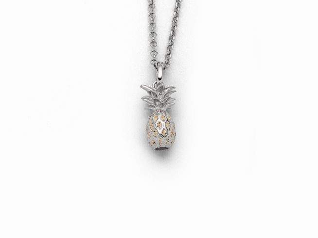 DUR Schmuck K2686 - Sterling Silber Kette Ananas Strandsand - Strandsand - 42 cm