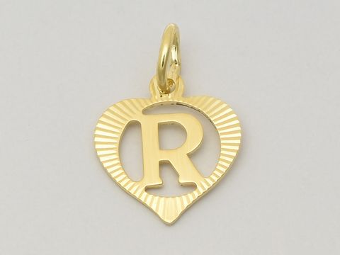 Herz Buchstabe R - Gold Anhänger - 333 Gold - diamantiert