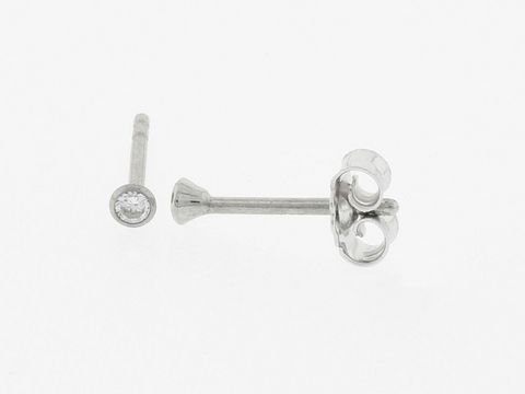 Weißgold Ohrringe - Kelch - 2,2 mm - Zirkonia - Stecker