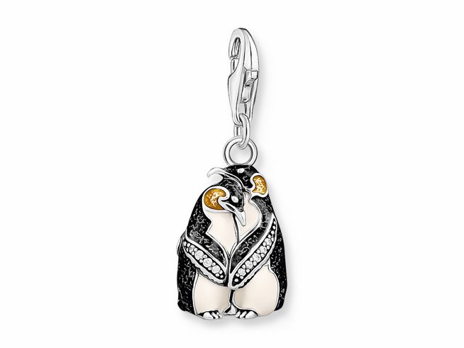 Thomas Sabo 1909-691-7 - Charm-Anhänger - Sterling Silber - geschwärzt + Kaltemail + Zirkonia - Pinguine