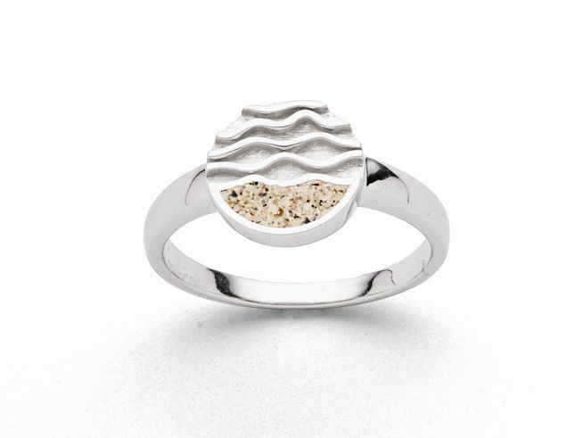 DUR Strandwellen R5966.54 - Sterling Silber Ring - rhodiniert - Strandsand - Gr. 54