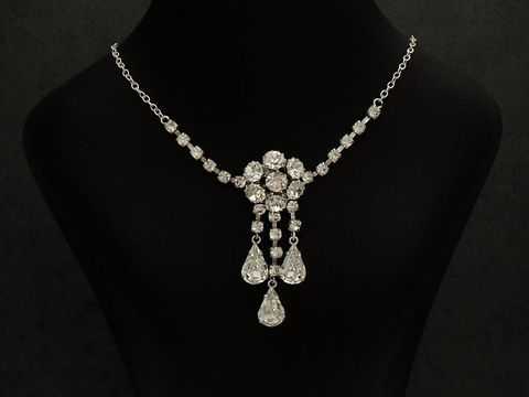 Strass Collier Kette - timeless - weiß 38-45 cm - Strasskette