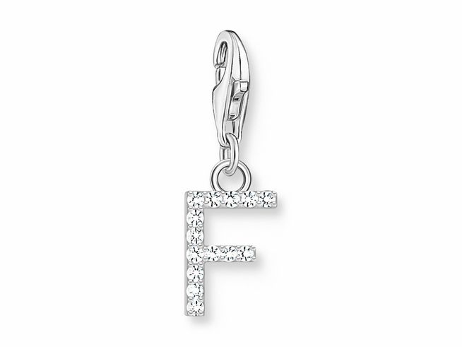 Thomas Sabo 1946-051-14 Charm-Anhänger - funkelnder Buchstabe F - Silber & Zirkonia - Weiß