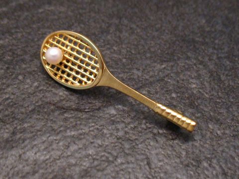 Tennisschläger Brosche - Gold 333 SPORT 4,3 cm