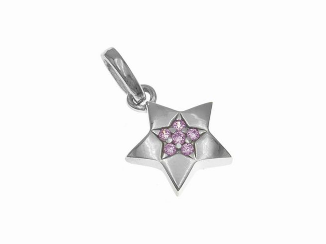 Anhänger Stern schnuckelig - Silber rhodiniert - Zirkonia Rosa