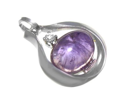 Design - Amethyst Gold Anhänger - Weißgold - 18 mm