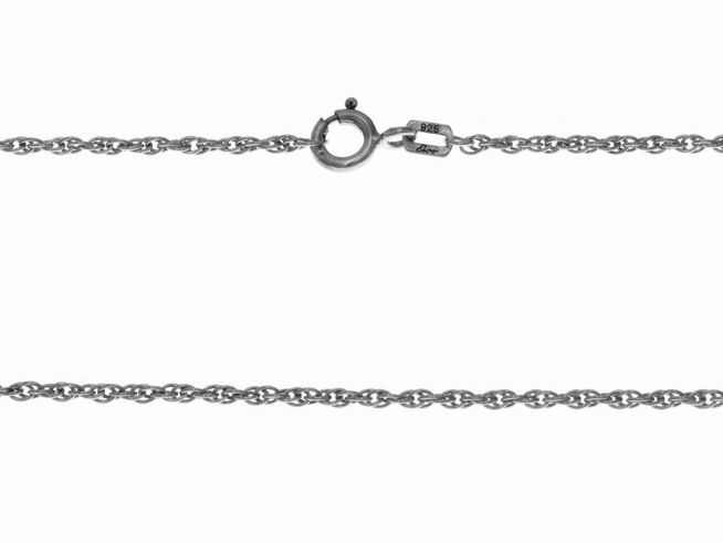 Kordel Singapurkette - Sterling Silber rhodiniert - 42 cm - 1,7 mm