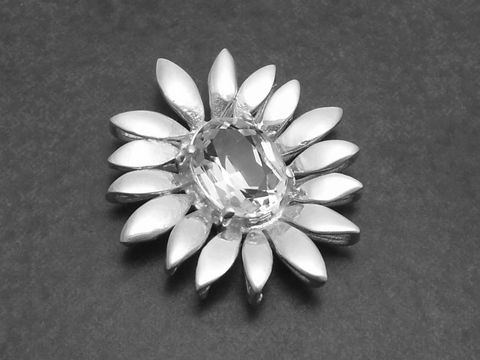 Blume mit Stein als Silber Anhänger - modernes Design