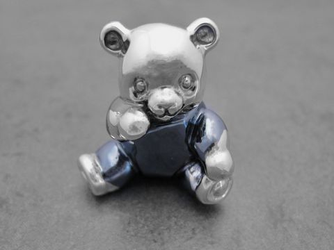 Teddybär - Silber Figur stehend rhodiniert - plastisch - 33 mm