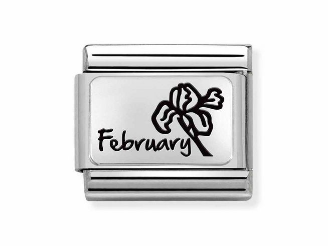 Nomination Classic Silber 330112 14 - Edelstahl - Sterling Silber charm - Monatsblumen Februar