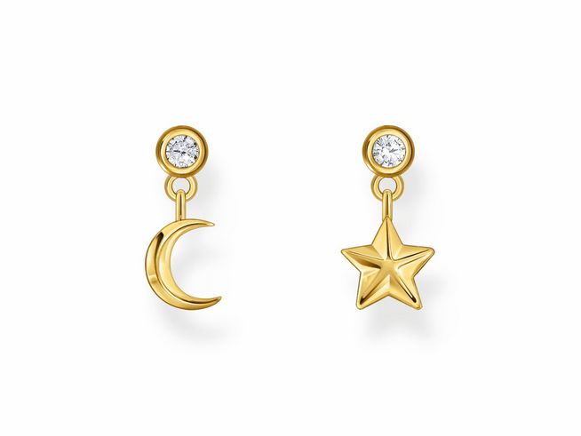 Thomas Sabo Essentials H2293-414-14 Ohrstecker - Ohrstecker Mond & Stern - Silber Gelbgold verg. & Zirkonia - Weiß