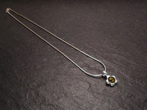 Kette inkl. Bernstein Anhänger - 42 cm Sterling Silber