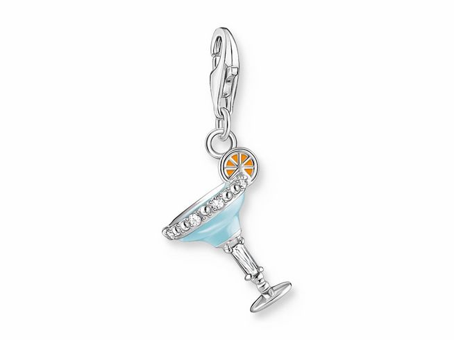 Thomas Sabo 1930-041-7 Charm-Anhänger - Silber + Emaille + Zirkonia - Cocktailglas