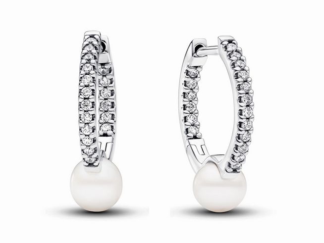 Pandora 293171C01 - Zuchtperle & Pavé Creolen - Silber - Steinmix Weiß