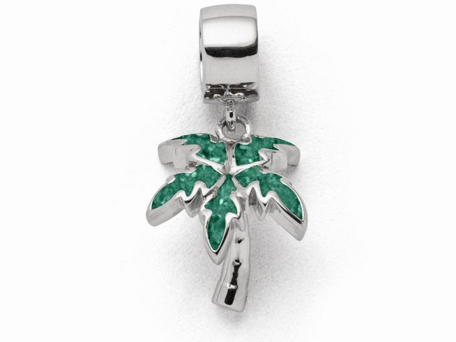 DUR Schmuck F292 - Sterling Silber Charm Palme Steinsand Grün - Steinsand -