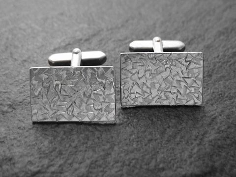 Manschettenknöpfe echt Silber rhodiniert - zick zack - cufflinks