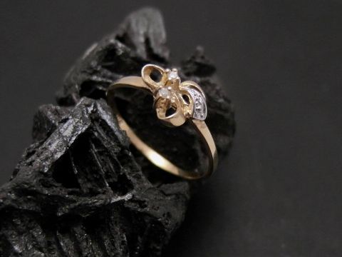 Gold Ring - Schleife - Gold 333 - Diamant - Gr. 54