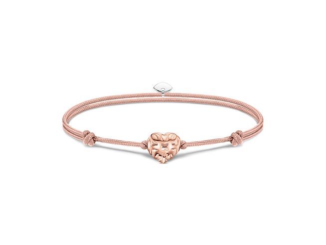 Thomas Sabo A2123-597-40-L22V Armband - Textil mit Karma Bead - silber, vergoldet Roségold & Nylon - roségoldfarben - bis 22 cm