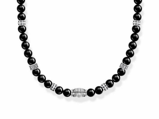 Thomas Sabo KE2180-507-11-L50 Kette - Silber geschw. + Achat - schwarz - 50 cm