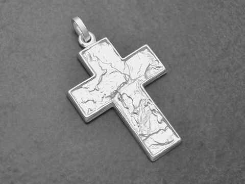 Silber Kreuz - Designermuster - Sterling Silber Anhänger - 28 mm