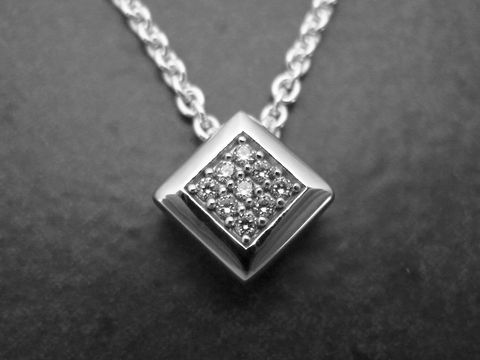 PAVE Silber Anhänger - Sterling Silber rhodiniert - 9 Zirkonia