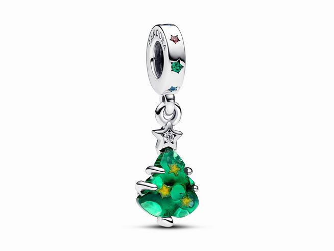 Pandora 792983C01 - Funkelnder Weihnachtsbaum Charm-Anhänger - Sterling Silber - Steinmix Multicolor