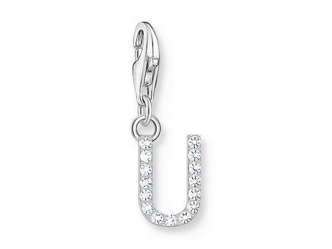 Thomas Sabo 1958-051-14 Charm-Anhänger - funkelnder Buchstabe U - Silber & Zirkonia - Weiß