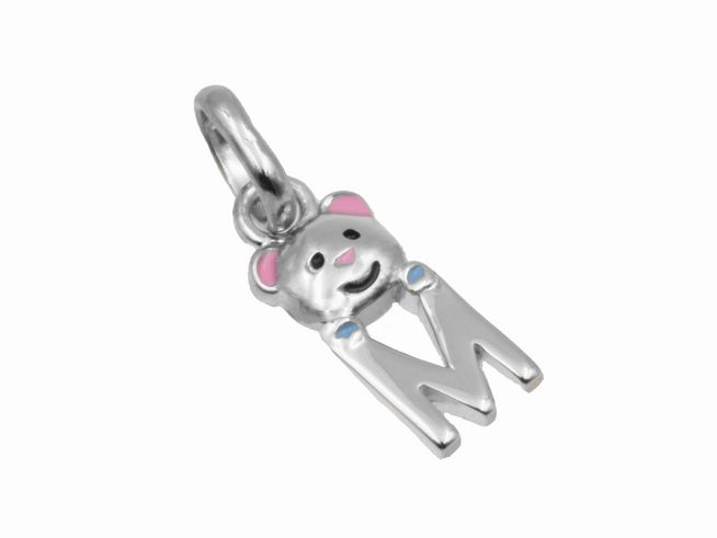 Anhänger Teddy Buchstabe M - 925 Sterling Silber - poliert - rhodiniert