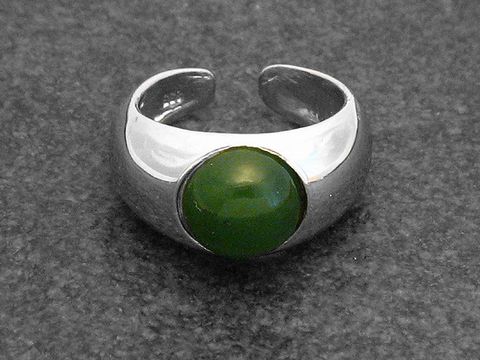 Silberring rho. PLASTISCH Gr. verstellbar - Jade