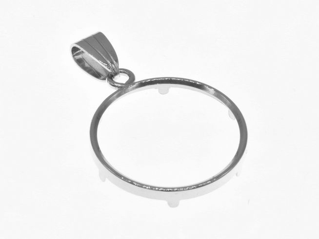 Münzfassung Anhänger - schlicht - 22 mm max. Münzen Durchmesser - 925 Sterling Silber rhodiniert