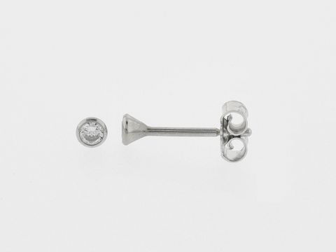 Weißgold Ohrringe - Kelch - 2,7 mm - Zirkonia - Stecker