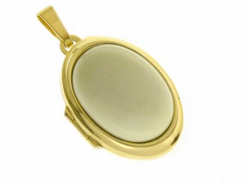 Lemon Chrysopras - Medaillon Cabochon Gold 585