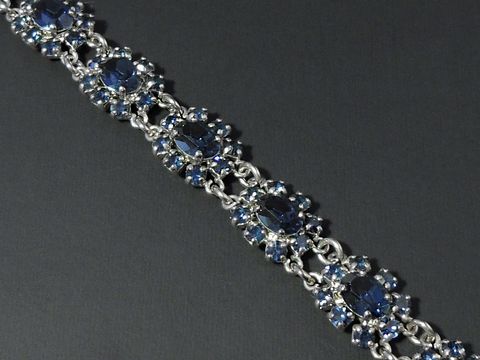 Strass Armband - weiblich - BLAU - 18,5-21 cm - silberfarben