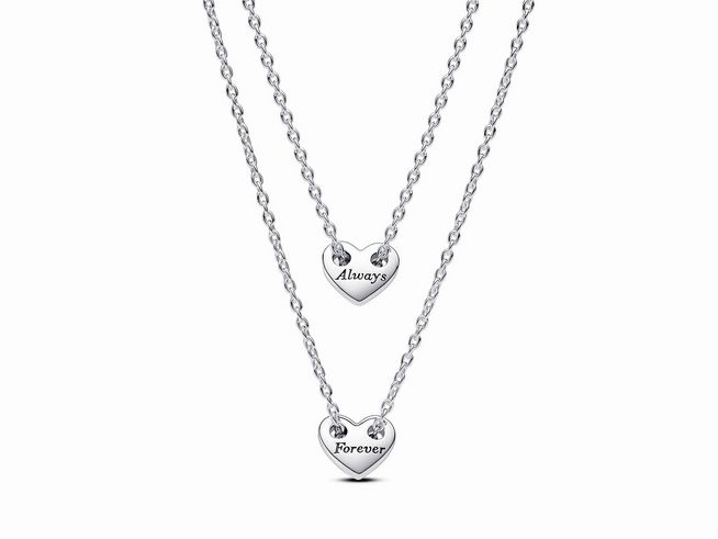 Pandora 393207C00-45 Für immer & Ewig Teilbare Herz Collier-Halsketten - Silber - 45 cm