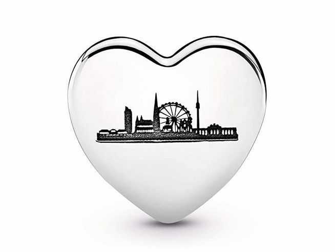 Pandora  Herz - Skyline von Wien - Schriftzug Vienna - 792015_E037 - Sterling Silber