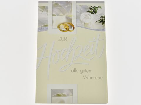 Hochzeitskarte - Cremeweiße Karte mit Hochzeitsmotiven