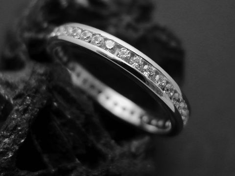 Silberring - Memory Ring 3 mm - Zirkonia weiß - Sterling Silber rhod. - Gr. 56